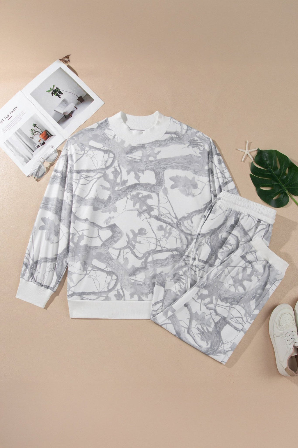 Plus Size Camo Long Sleeve Top and Pants Set - Rooted & Reckless Co.
