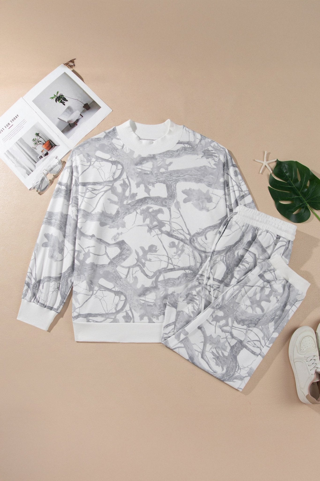 Plus Size Camo Long Sleeve Top and Pants Set - Rooted & Reckless Co.