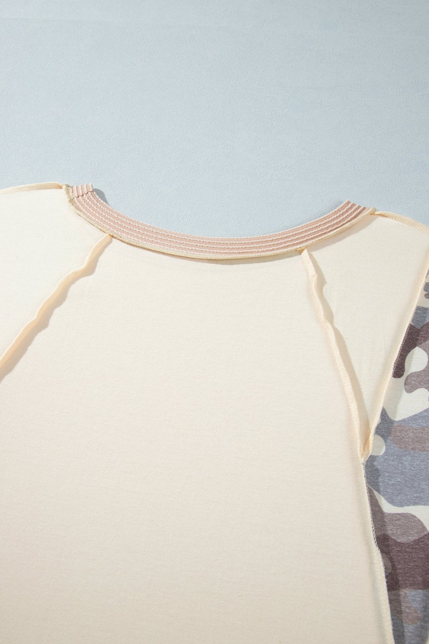 Plus Size Camo Panel Corded Knit Sleeve Blouse - Rooted & Reckless Co.