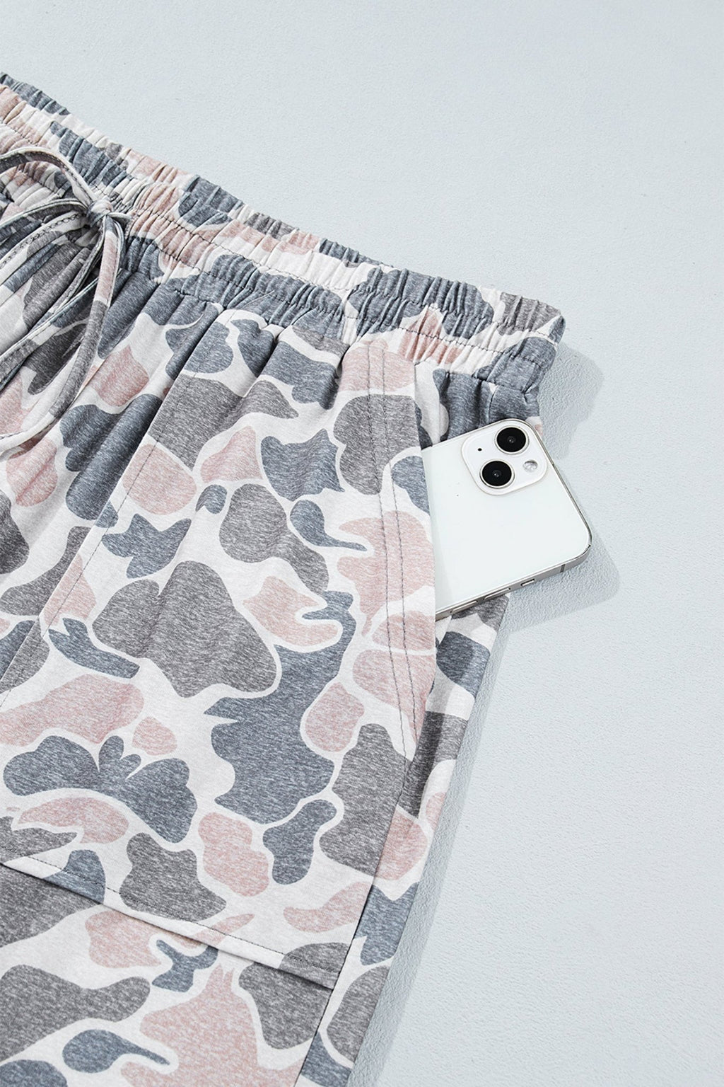 Plus Size Camo Patch Pocket Drawstring Cropped Pants - Rooted & Reckless Co.