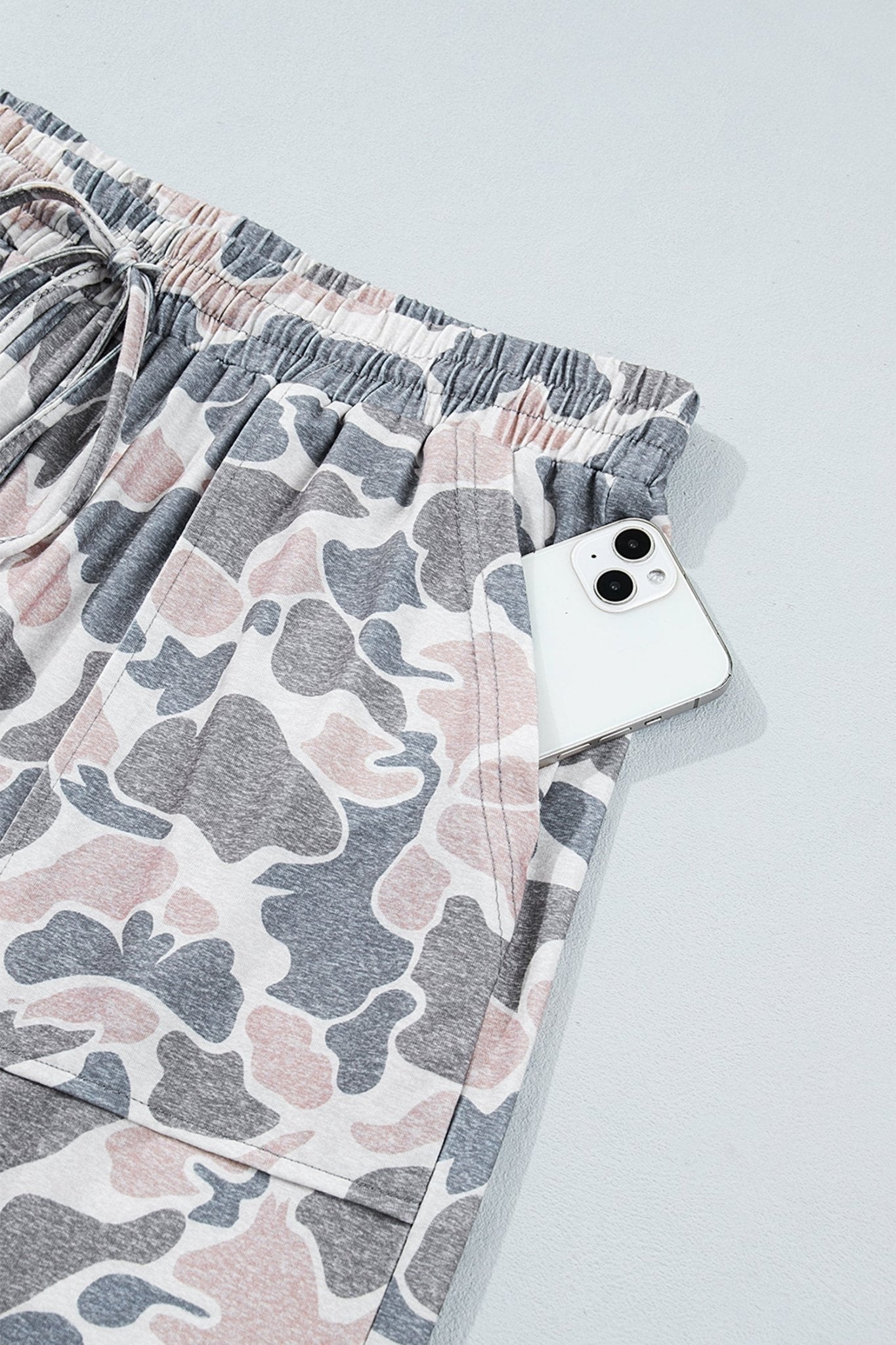 Plus Size Camo Patch Pocket Drawstring Cropped Pants - Rooted & Reckless Co.