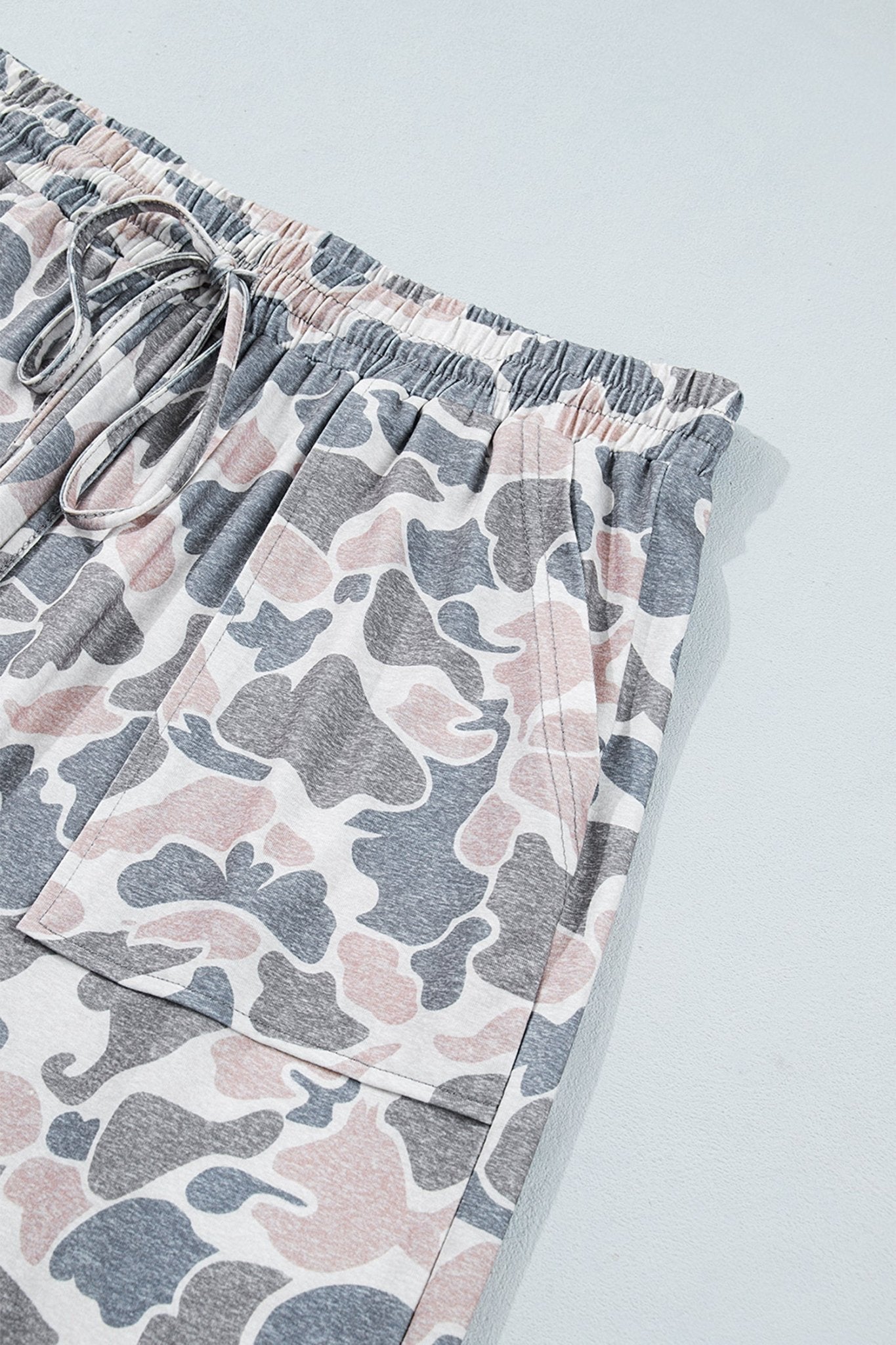 Plus Size Camo Patch Pocket Drawstring Cropped Pants - Rooted & Reckless Co.