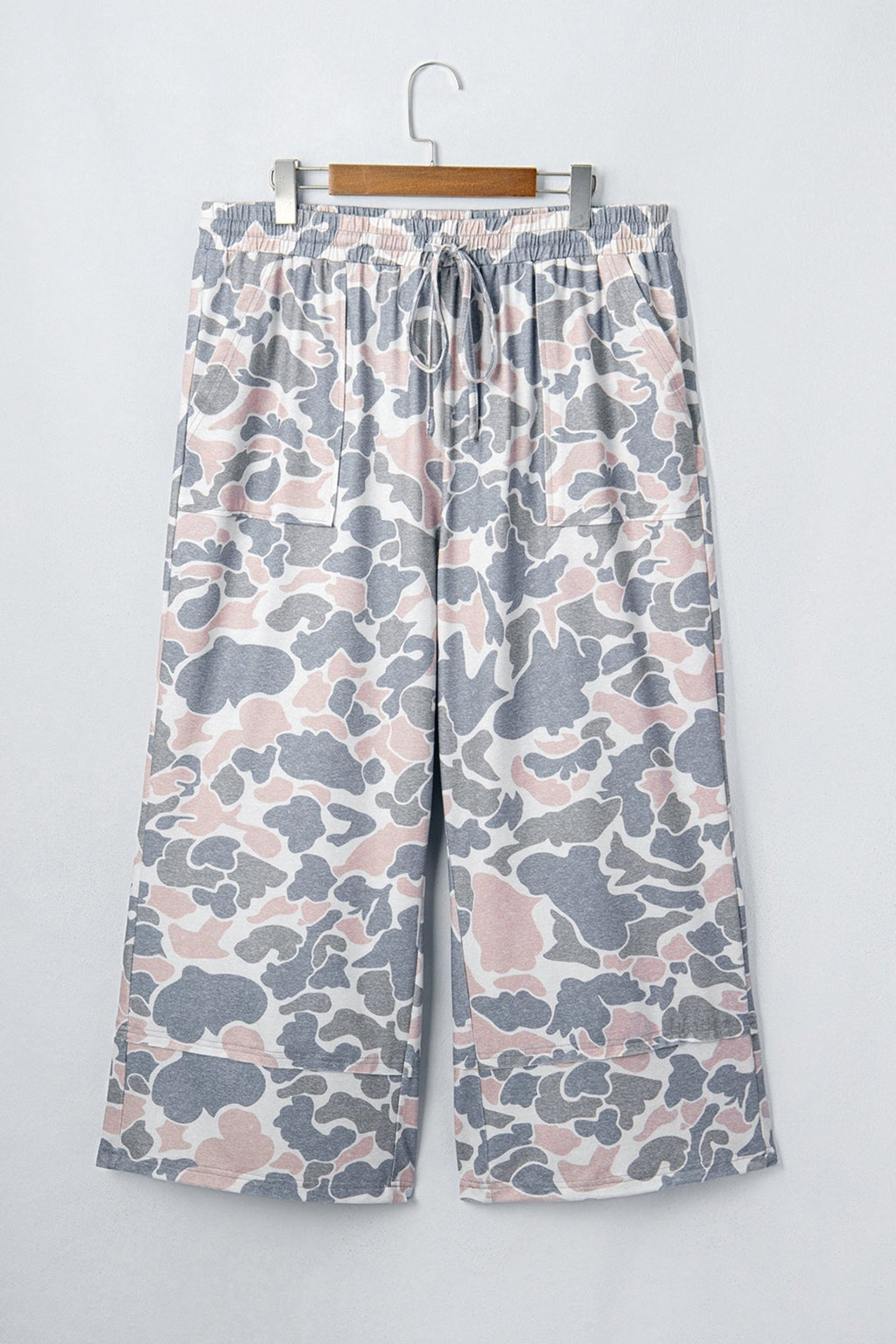 Plus Size Camo Patch Pocket Drawstring Cropped Pants - Rooted & Reckless Co.