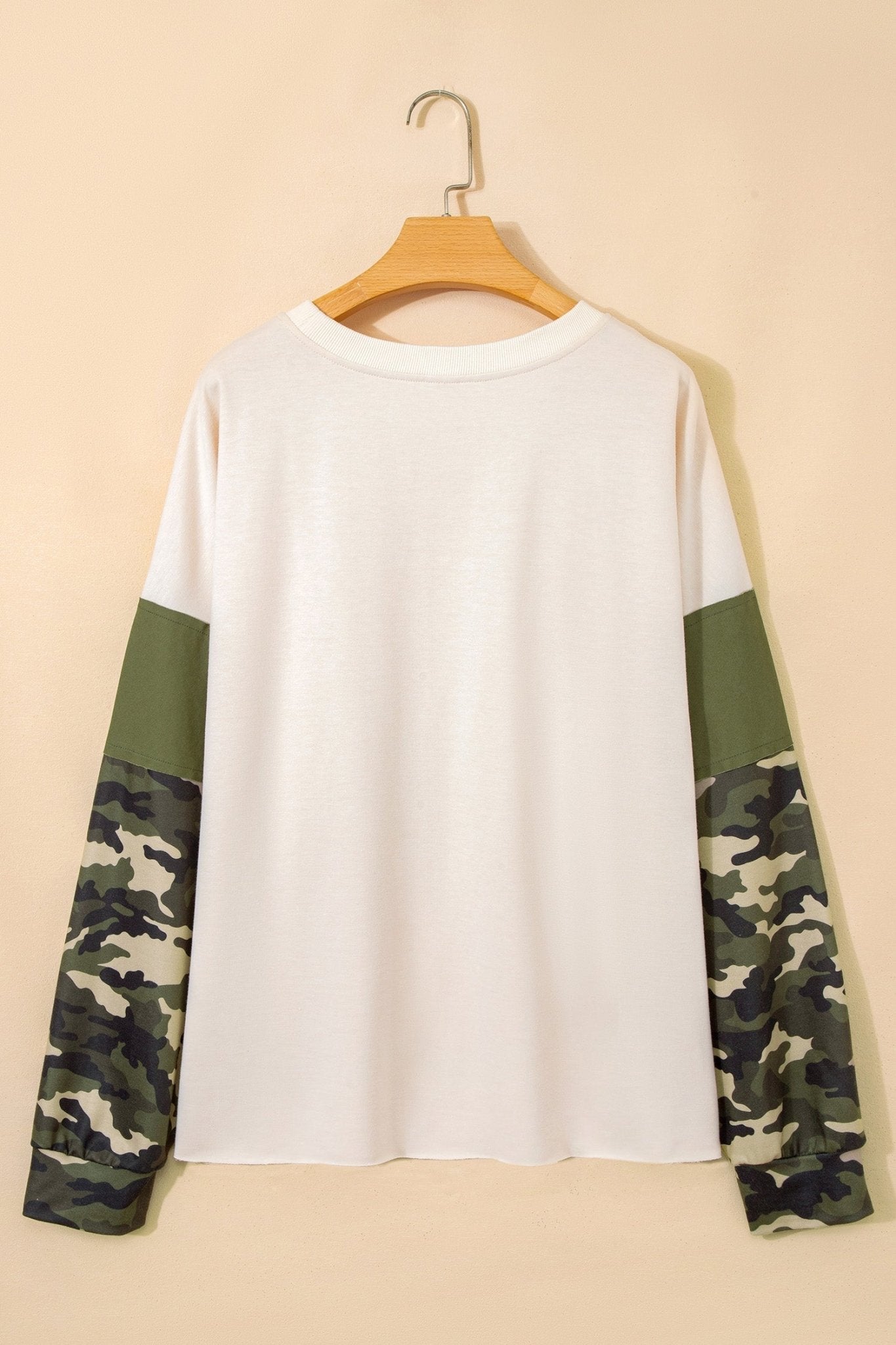 Plus Size Camo Patchwork Raw Hem Sweatshirt - Rooted & Reckless Co.