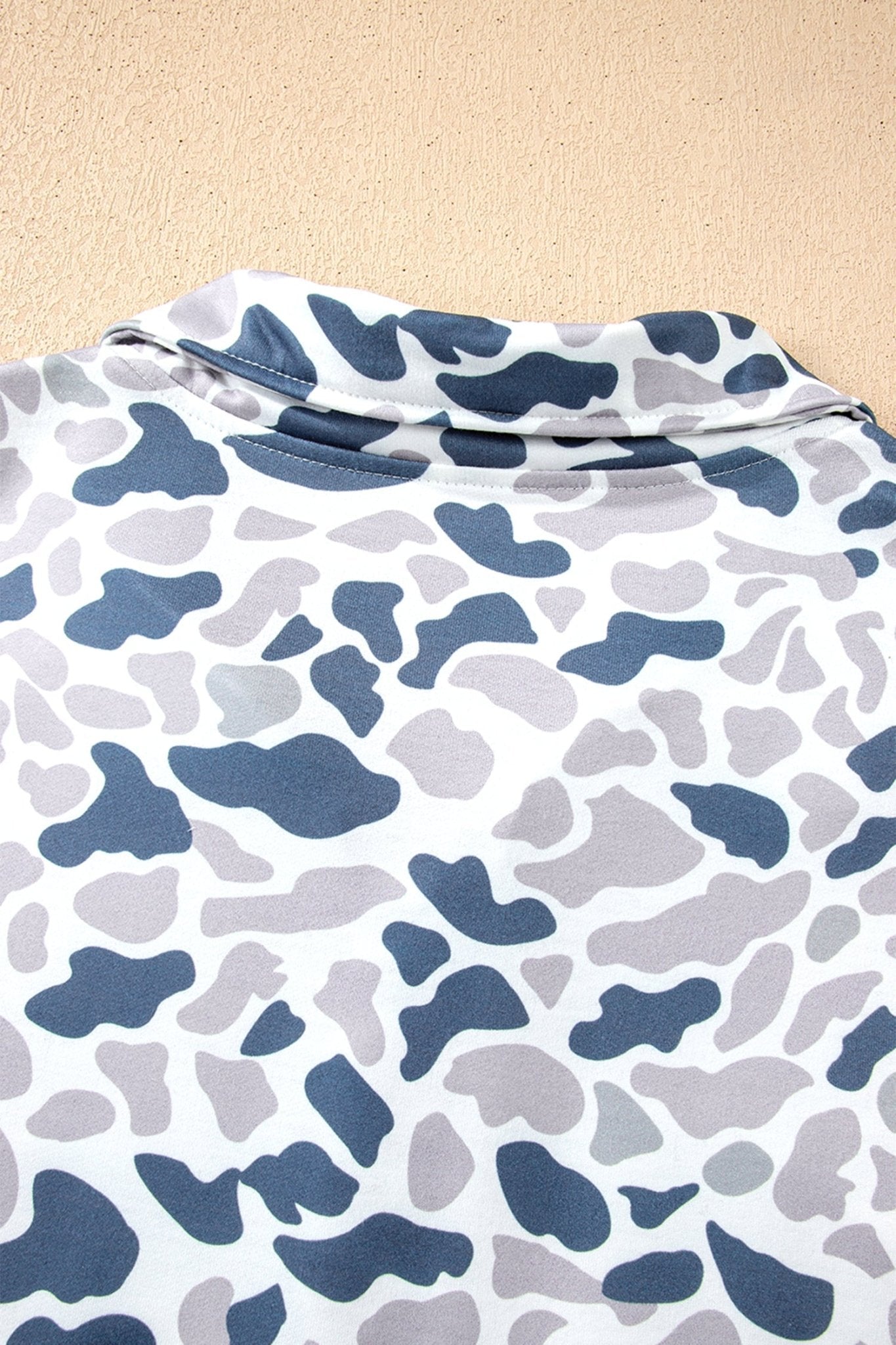Plus Size Camo Quarter Zip Kangaroo Pocket Sweatshirt - Rooted & Reckless Co.