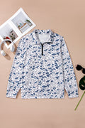 Plus Size Camo Quarter Zip Kangaroo Pocket Sweatshirt - Rooted & Reckless Co.