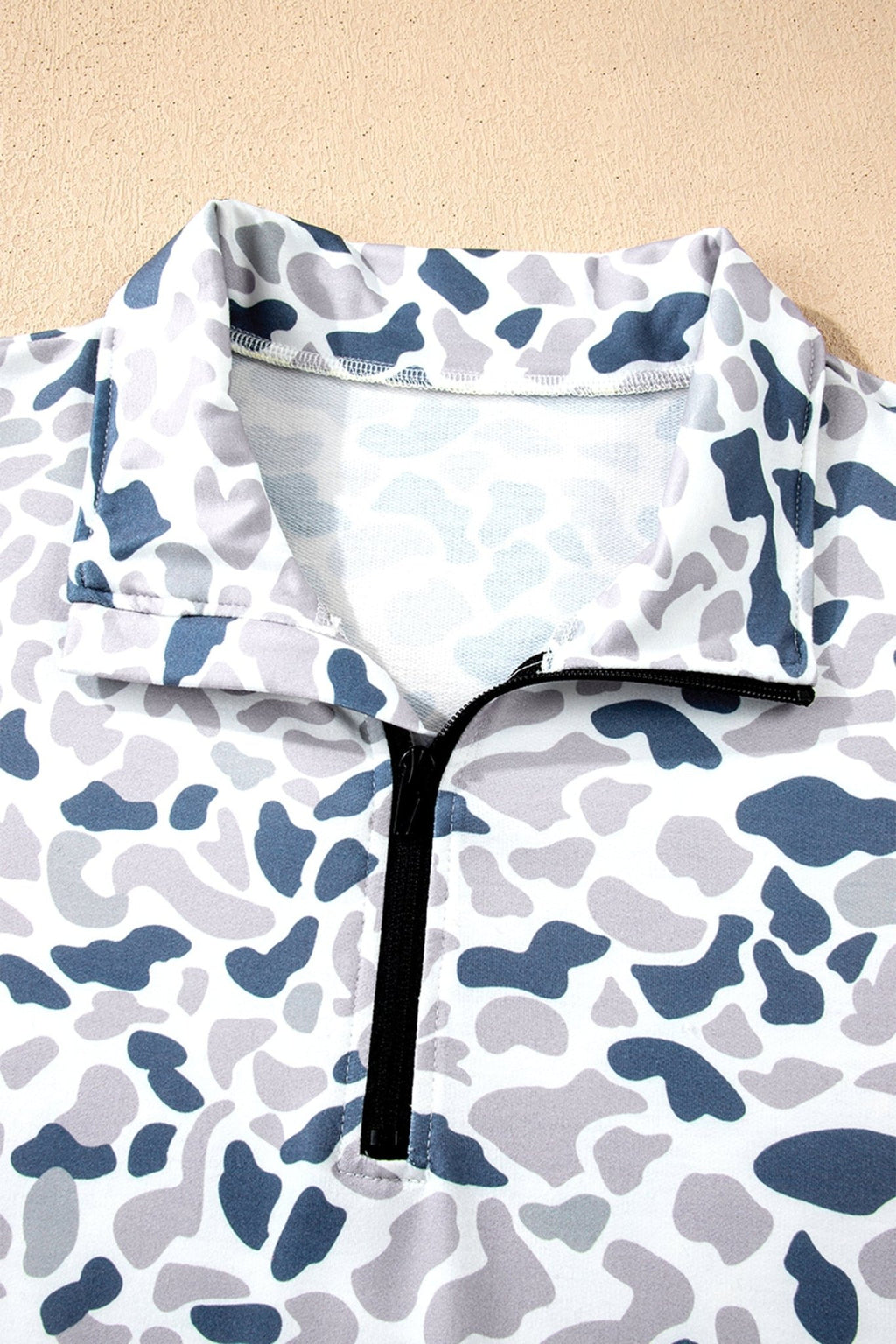Plus Size Camo Quarter Zip Kangaroo Pocket Sweatshirt - Rooted & Reckless Co.