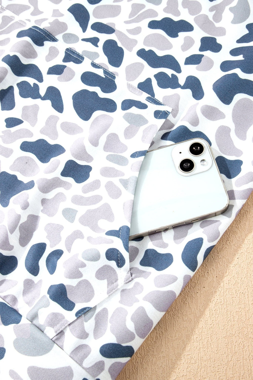 Plus Size Camo Quarter Zip Kangaroo Pocket Sweatshirt - Rooted & Reckless Co.