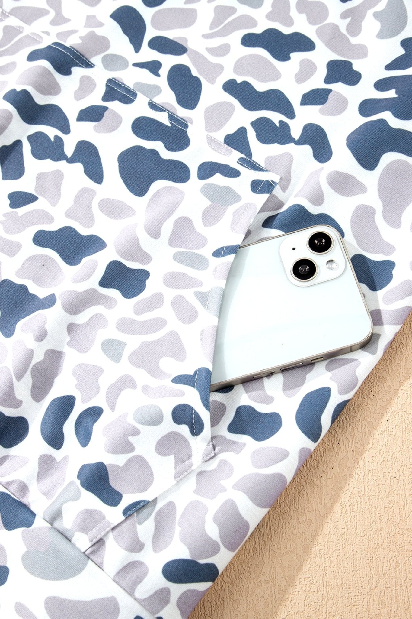 Plus Size Camo Quarter Zip Kangaroo Pocket Sweatshirt - Rooted & Reckless Co.
