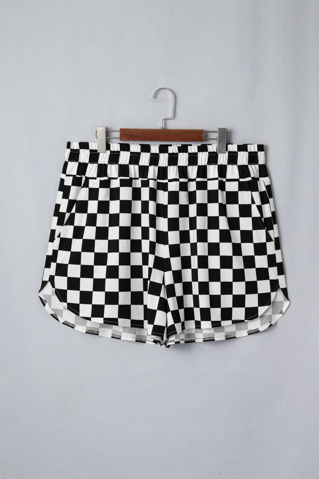 Plus Size Checker Athleisure Shorts - Rooted & Reckless Co.