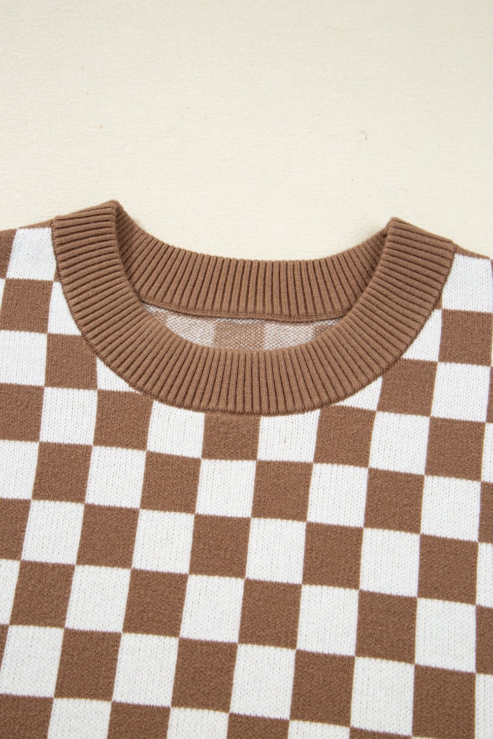 Plus Size Checker Contrast Edge Crewneck Sweater - Rooted & Reckless Co.