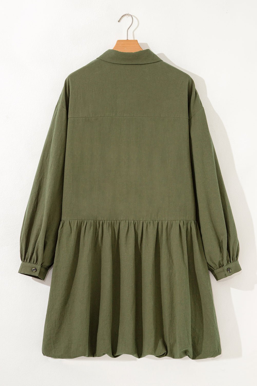 Plus Size Collared Half-Button Ruffle Hem Mini Dress - Rooted & Reckless Co.