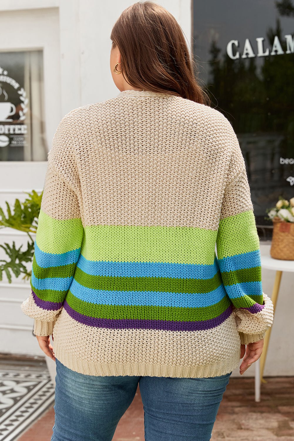 Plus Size Colorblock Crochet Open Front Cardigan - Rooted & Reckless Co.