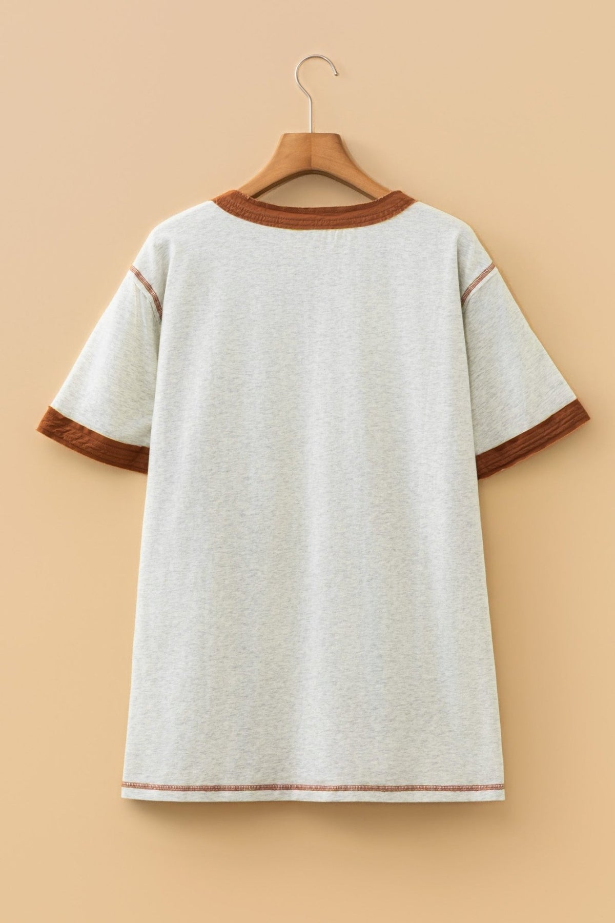 Plus Size Colorblock Distressed Short Sleeve Henley Tee - Rooted & Reckless Co.