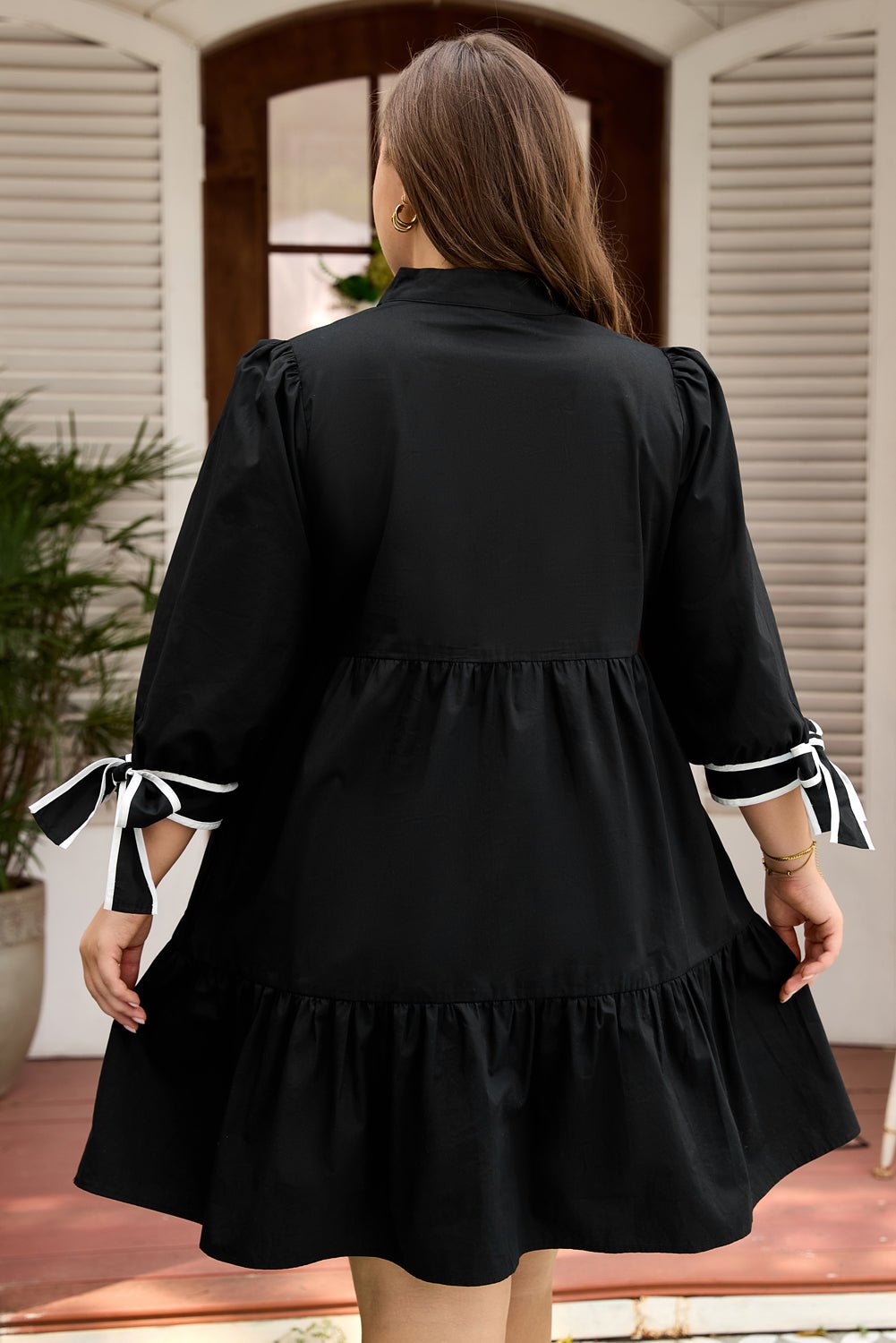 Plus Size Colorblock Knot Cuff Mini Dress - Rooted & Reckless Co.