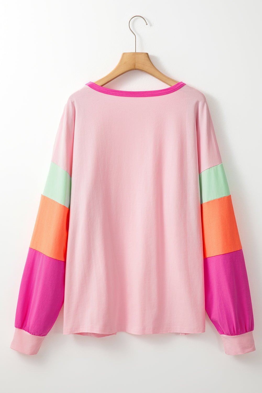 Plus Size Colorblock Patchwork Long Sleeve Top - Rooted & Reckless Co.