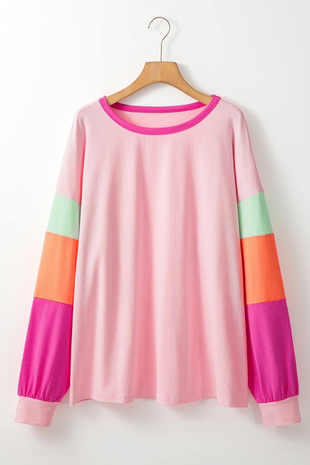 Plus Size Colorblock Patchwork Long Sleeve Top - Rooted & Reckless Co.