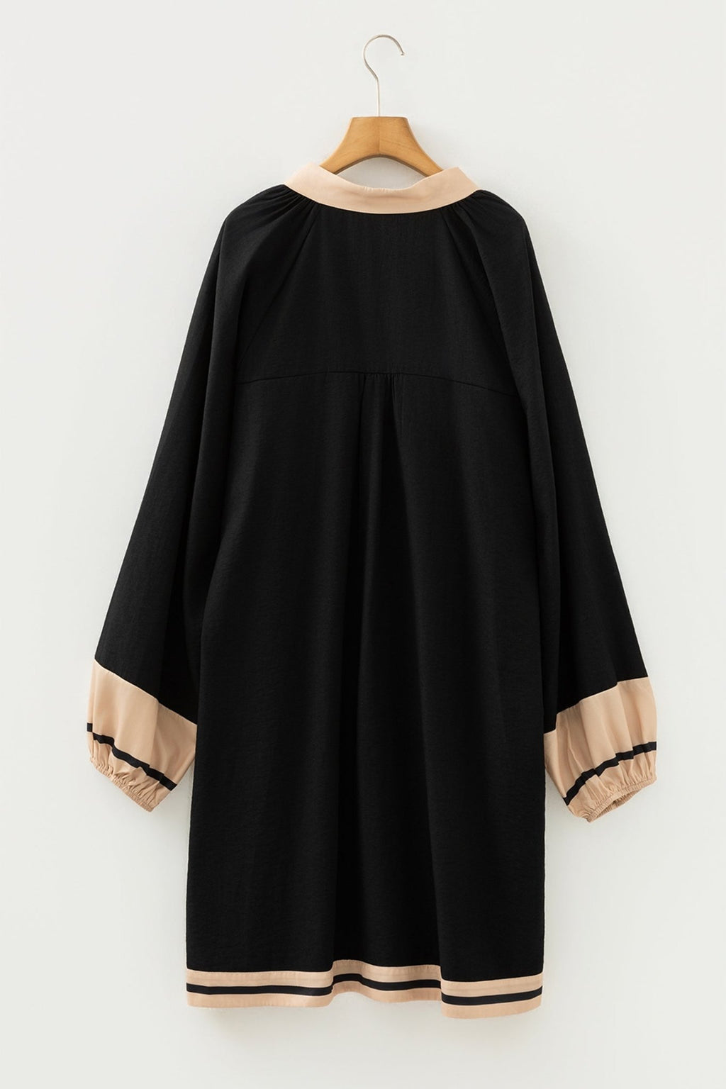 Plus Size Colorblock Stripe Trim V-Neck Dress - Rooted & Reckless Co.
