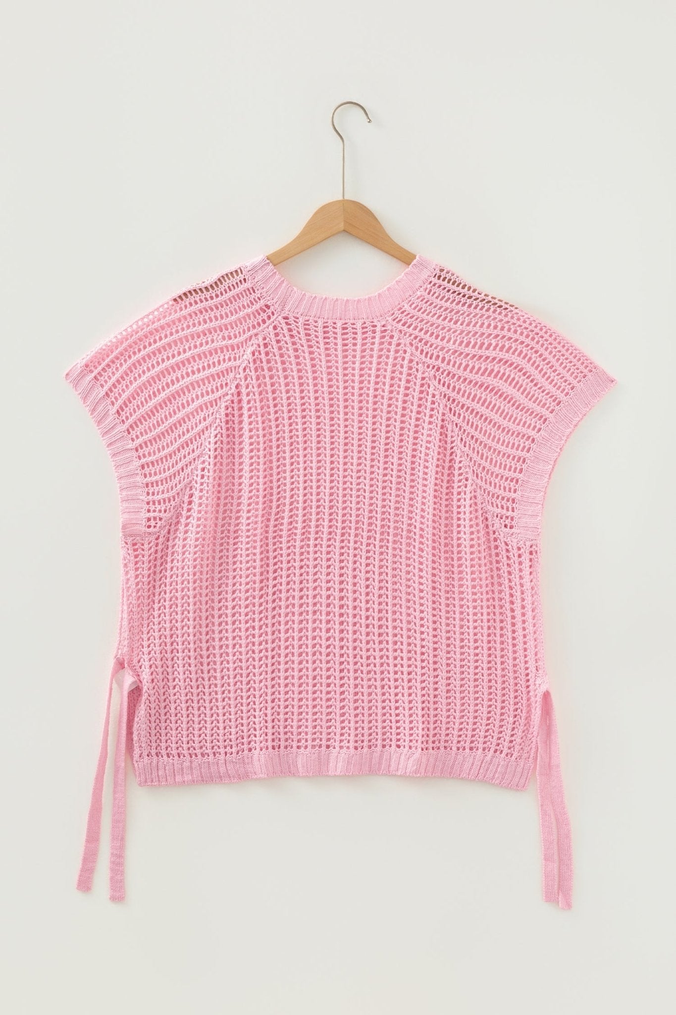 Plus Size Crochet Bow Tie Short Sleeve Sweater - Rooted & Reckless Co.