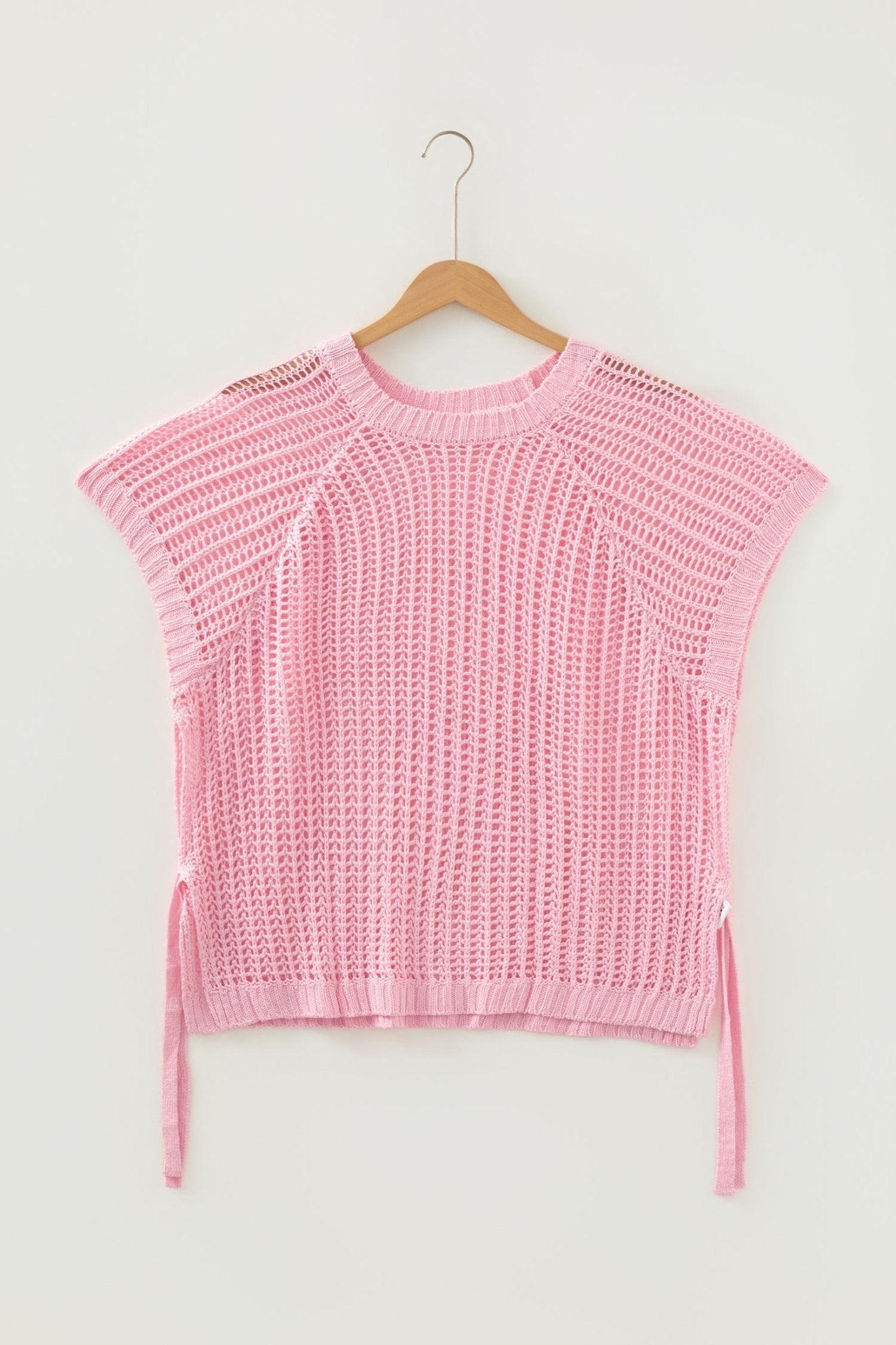 Plus Size Crochet Bow Tie Short Sleeve Sweater - Rooted & Reckless Co.