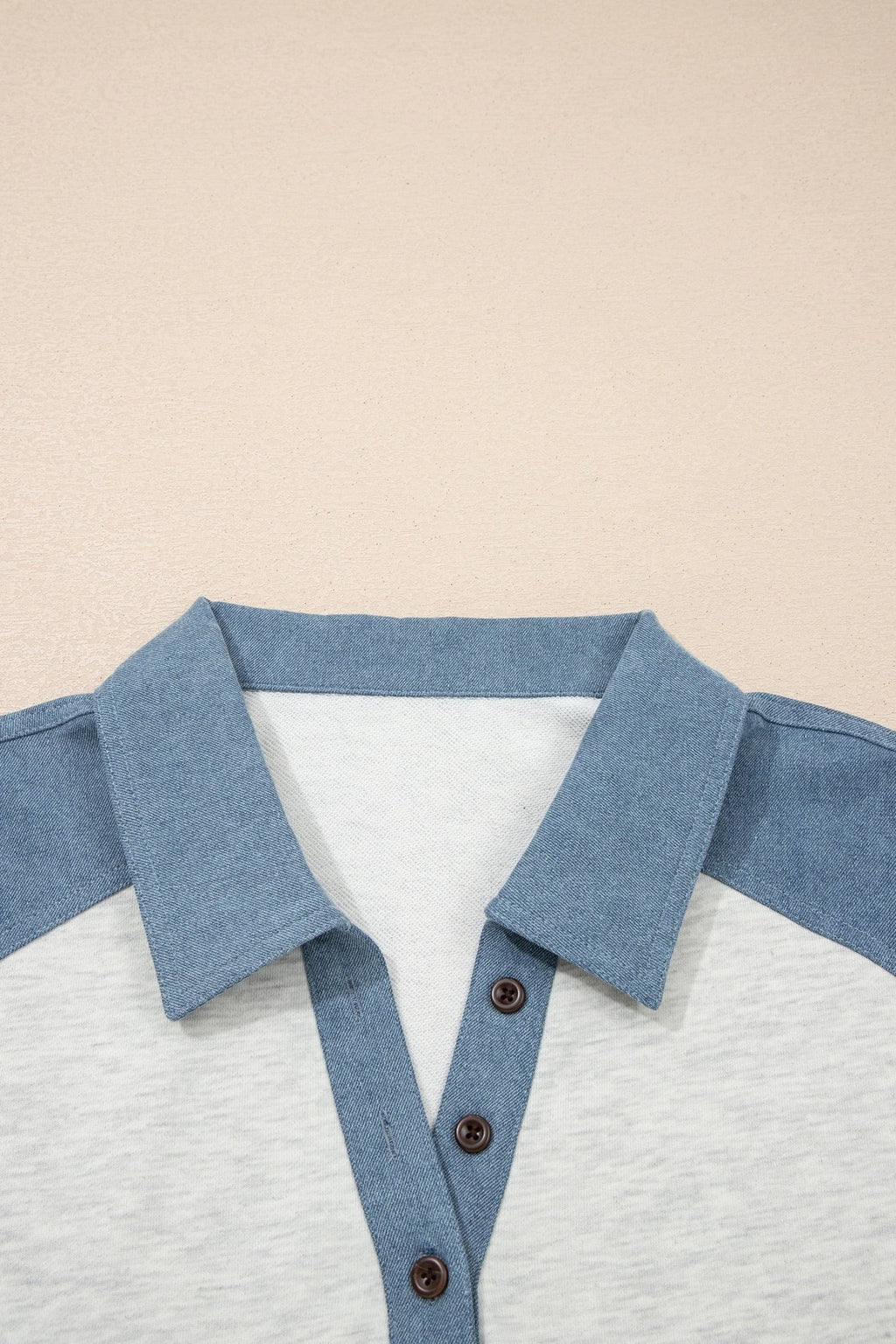 Plus Size Denim Patchwork Cuff Sleeve Polo Tee - Rooted & Reckless Co.