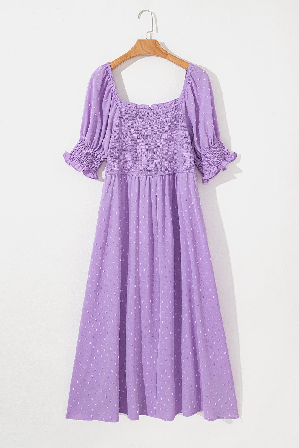 Plus Size Dotted Swiss Smocked Short Sleeve Dress - Rooted & Reckless Co.