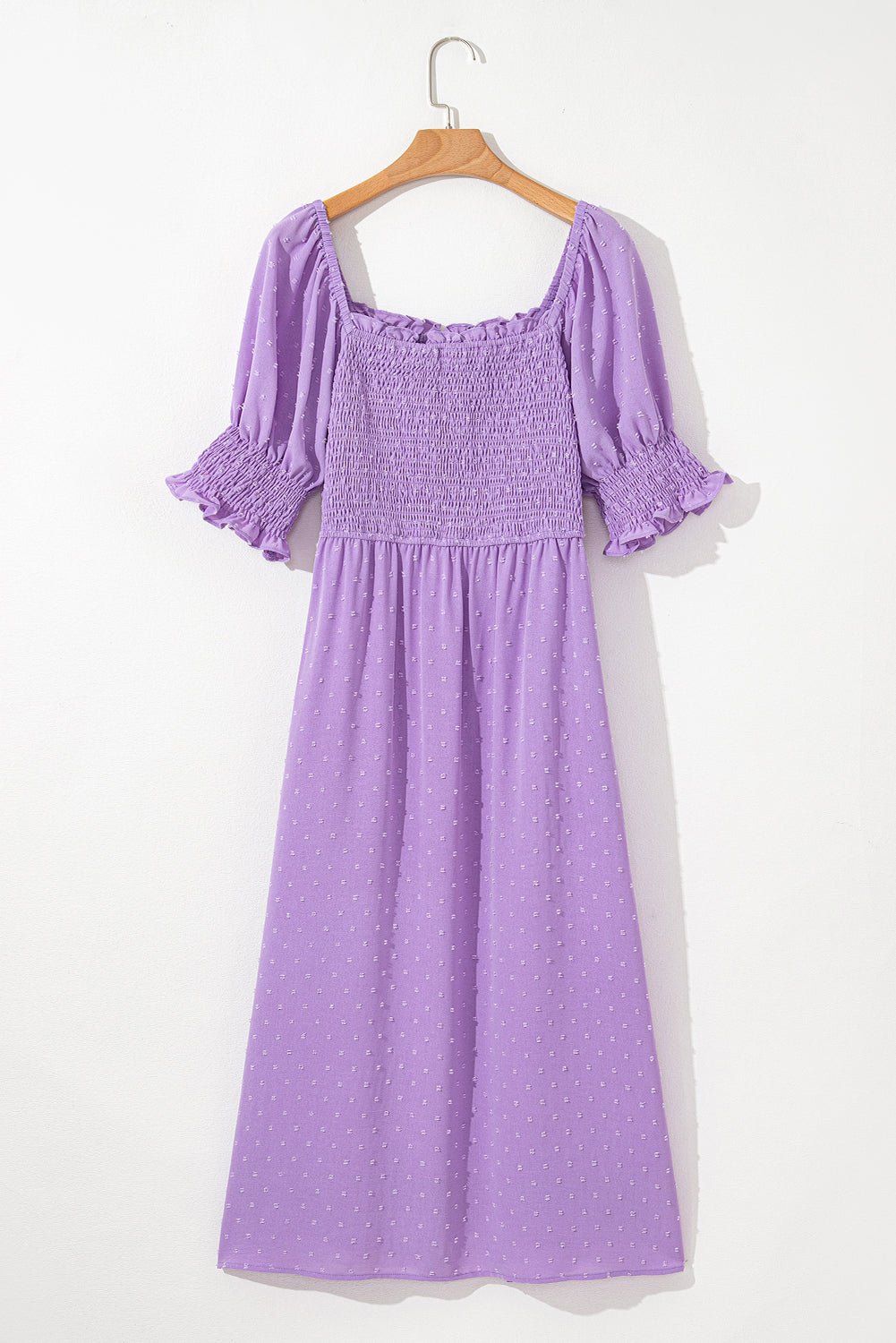 Plus Size Dotted Swiss Smocked Short Sleeve Dress - Rooted & Reckless Co.