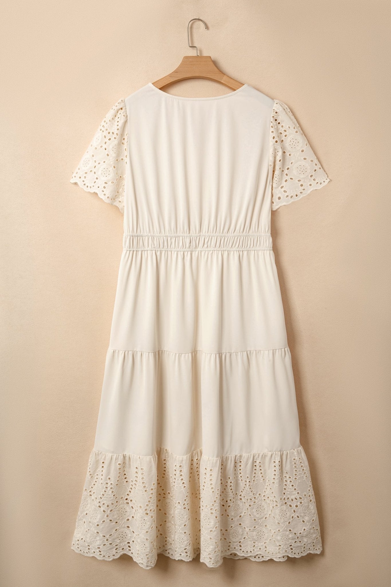 Plus Size Embroidered Eyelet Patchwork V-Neck Maxi Dress - Rooted & Reckless Co.
