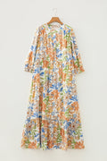 Plus Size Floral 3/4 Sleeve Tiered Dress - Rooted & Reckless Co.