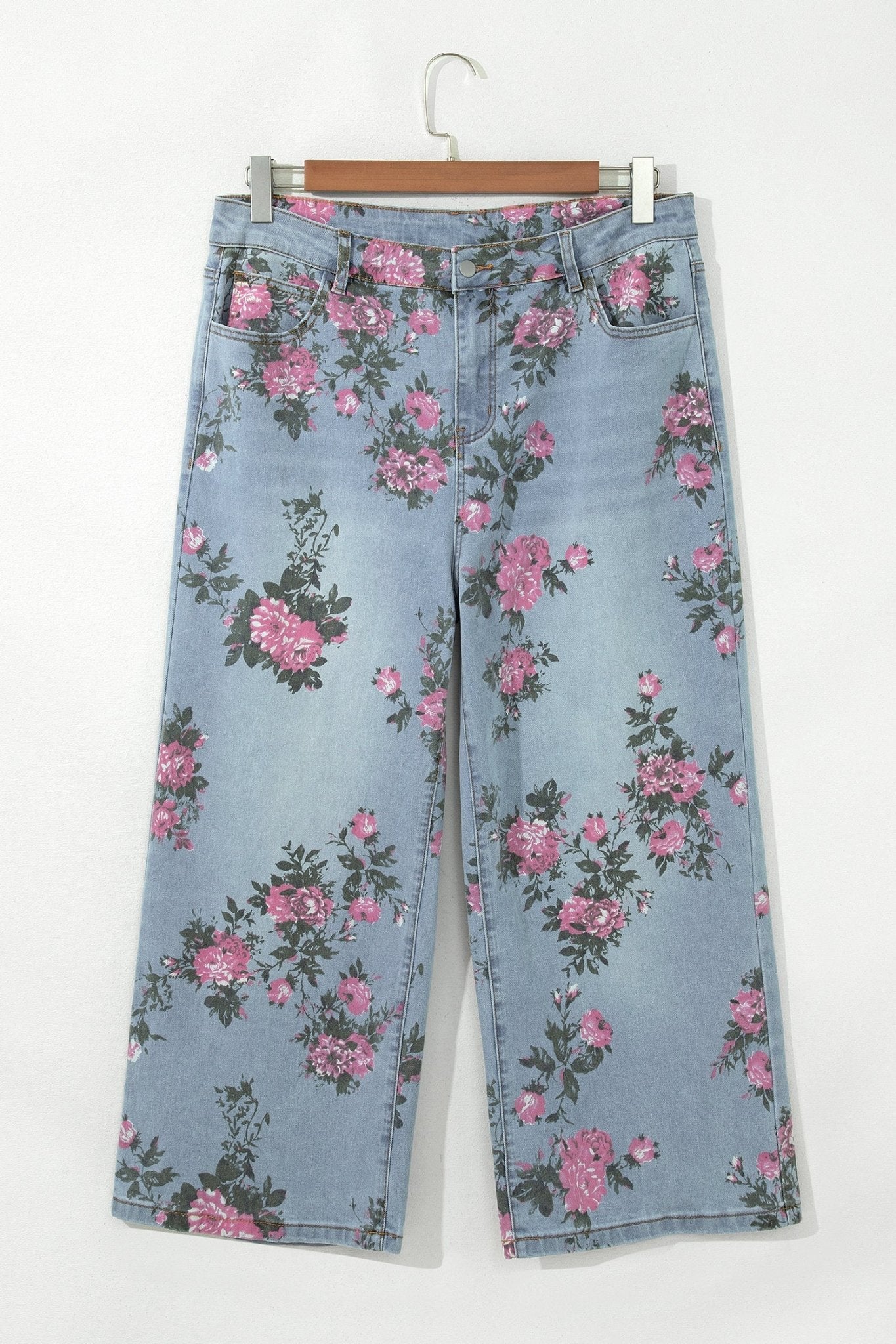 Plus Size Floral Ankle Length Loose Jeans - Rooted & Reckless Co.