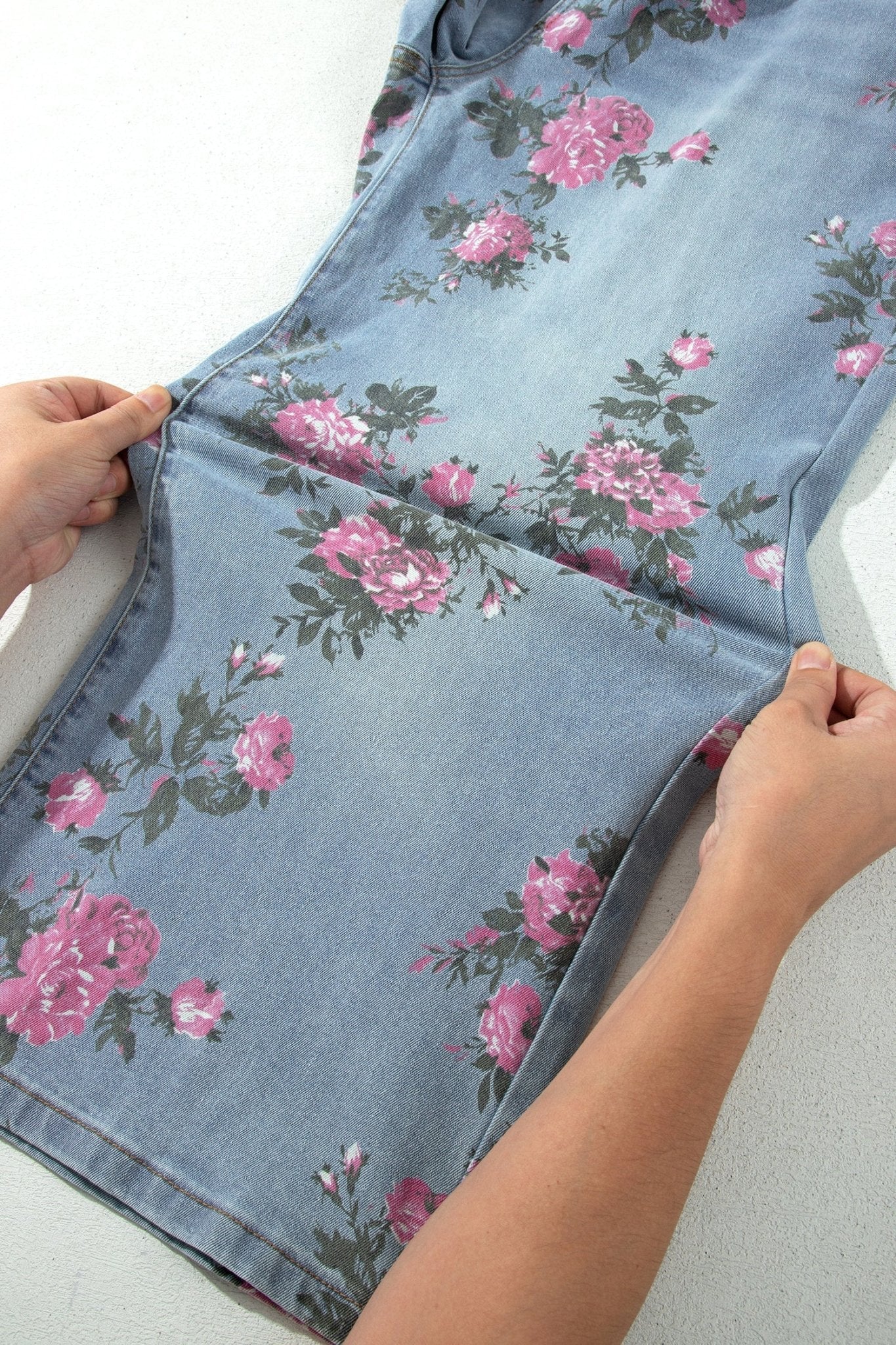 Plus Size Floral Ankle Length Loose Jeans - Rooted & Reckless Co.