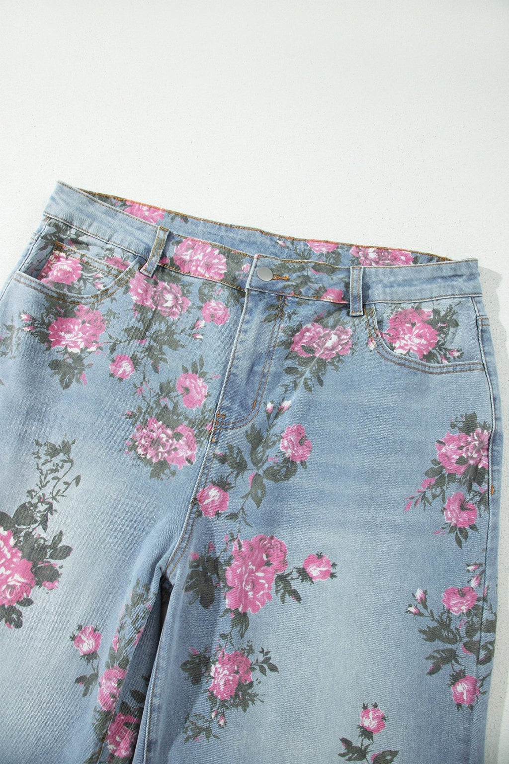 Plus Size Floral Ankle Length Loose Jeans - Rooted & Reckless Co.
