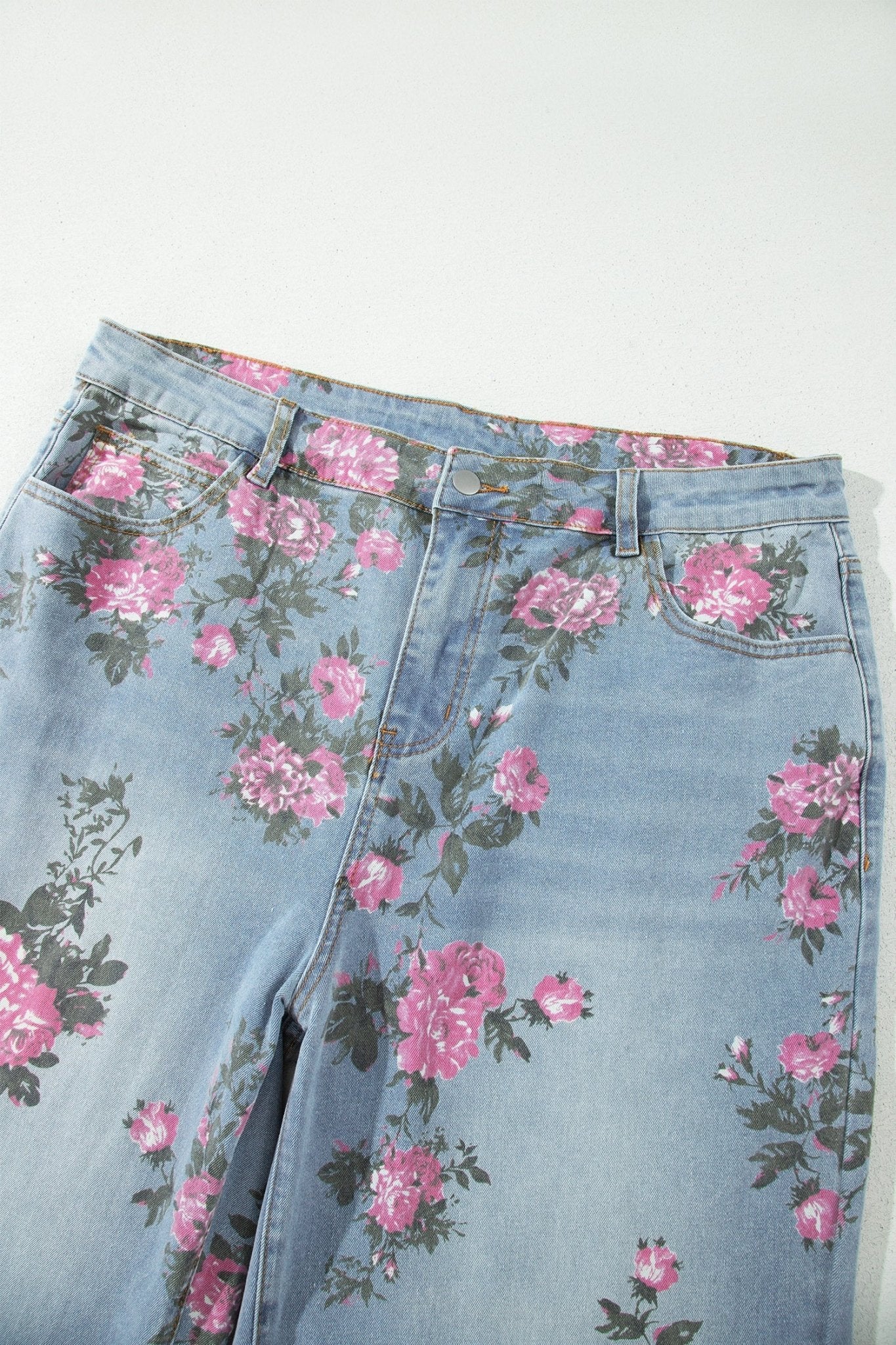 Plus Size Floral Ankle Length Loose Jeans - Rooted & Reckless Co.
