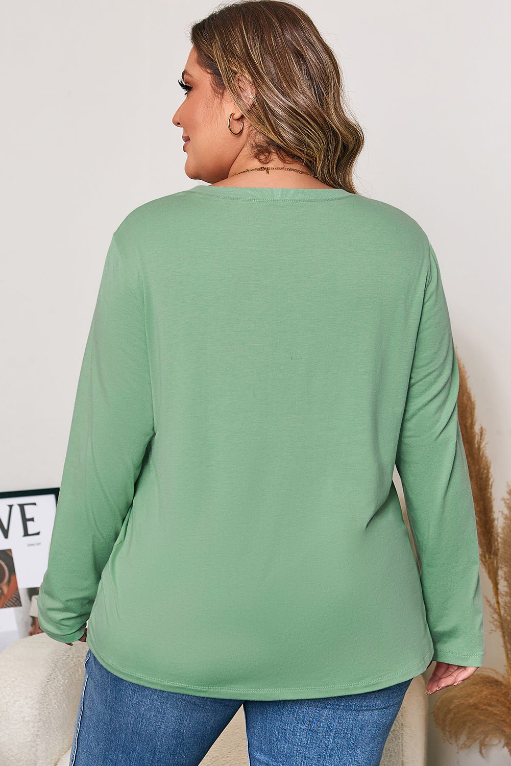 Plus Size Floral Applique Mineral Wash Long Sleeve Top - Rooted & Reckless Co.