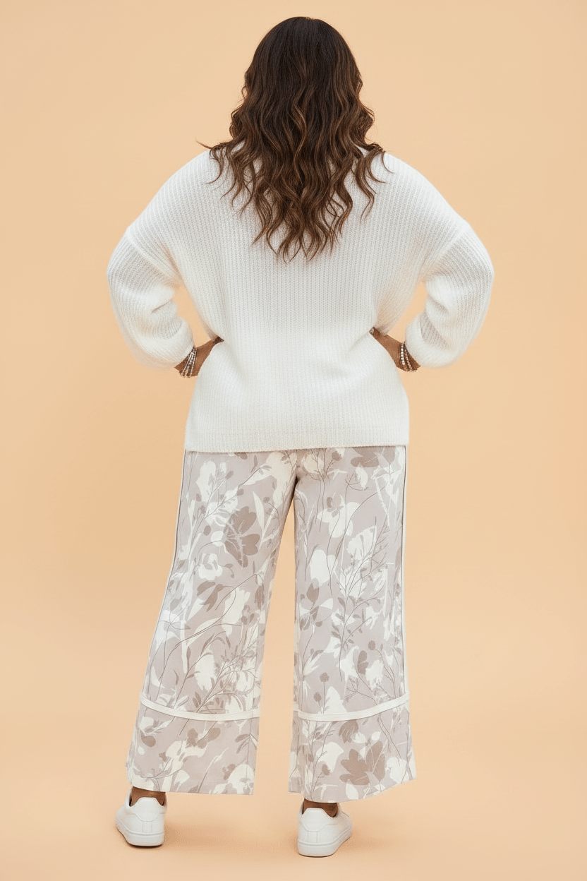 Plus Size Floral Camo Elastic Waist Wide Leg Pants - Rooted & Reckless Co.
