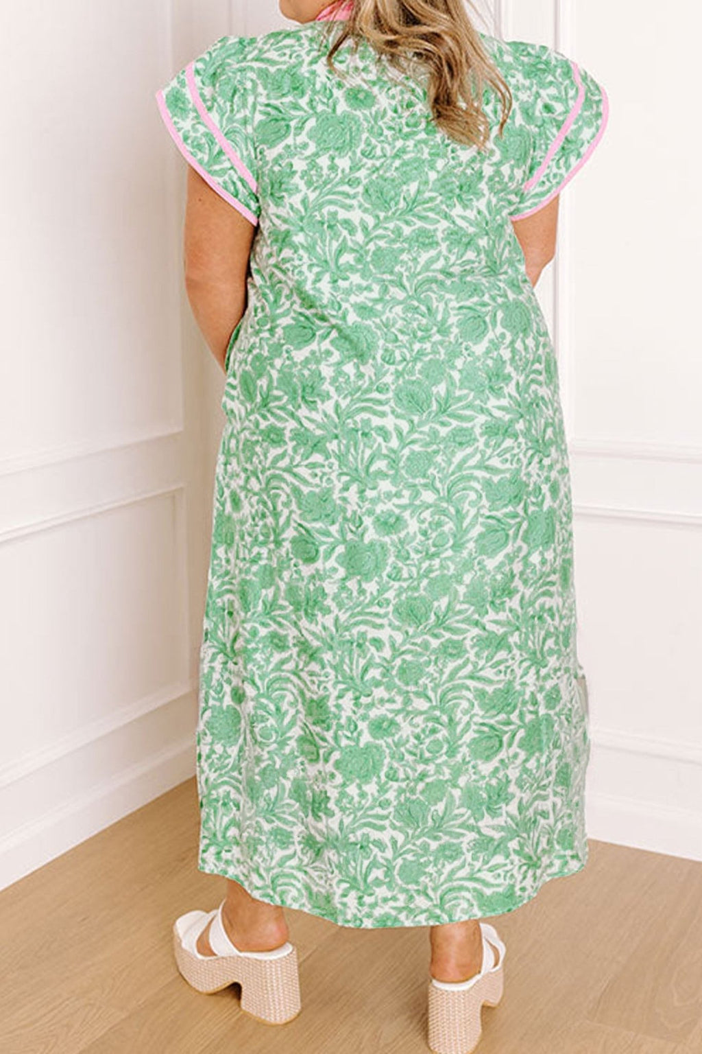 Plus Size Floral Flutter Sleeve Kaftan Maxi Dress - Rooted & Reckless Co.