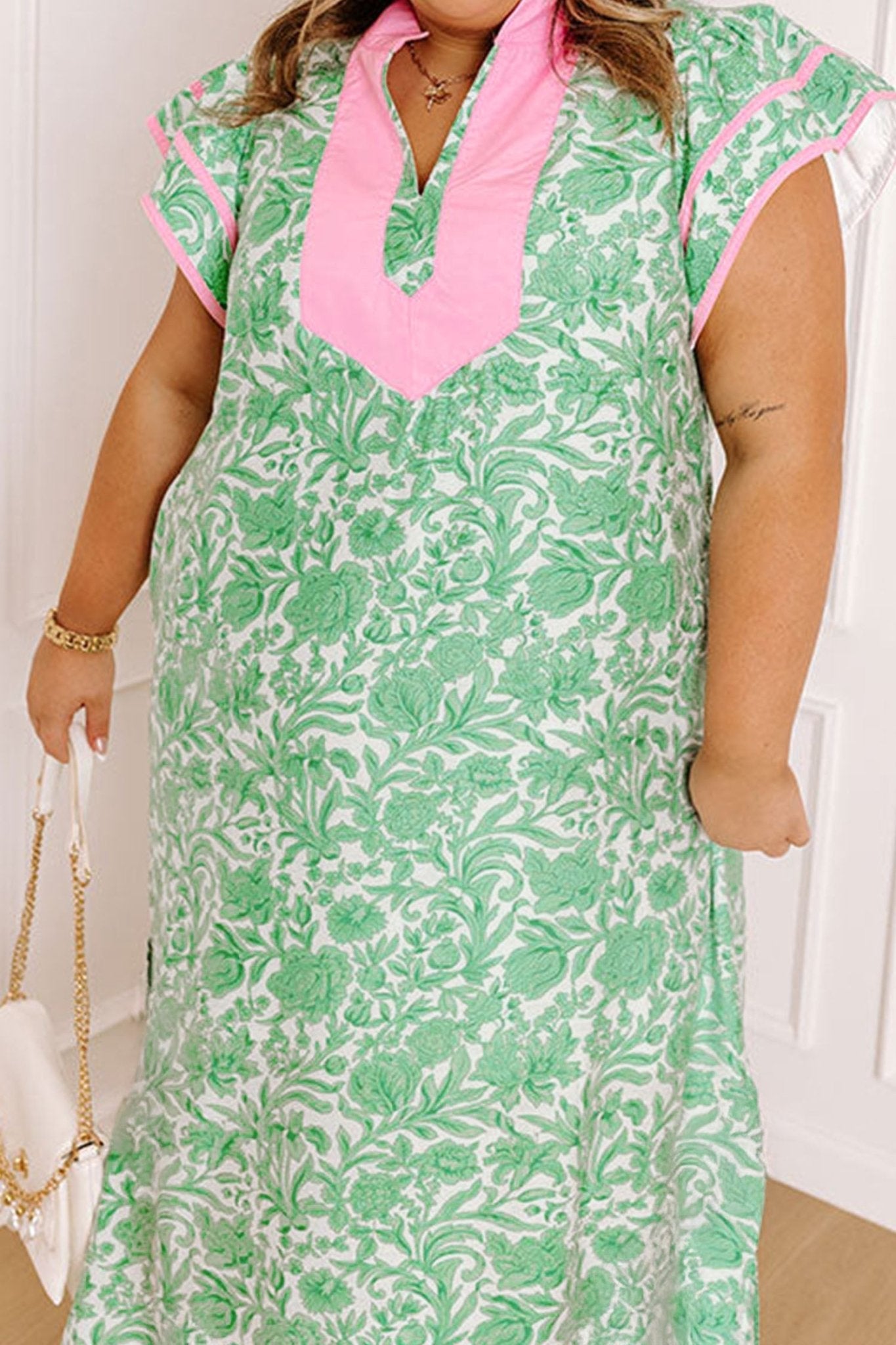 Plus Size Floral Flutter Sleeve Kaftan Maxi Dress - Rooted & Reckless Co.