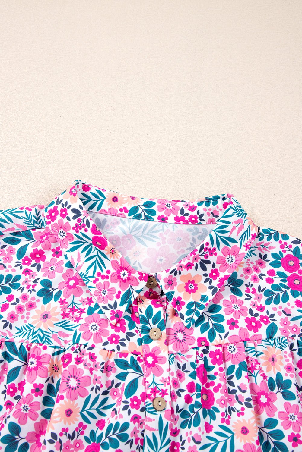 Plus Size Floral Half-Button Puff Sleeve Dress - Rooted & Reckless Co.