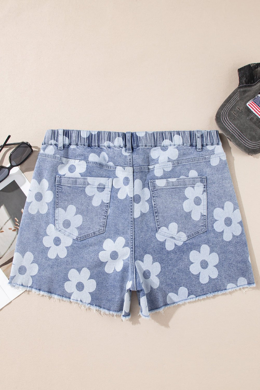 Plus Size Floral High Waist Denim Shorts - Rooted & Reckless Co.