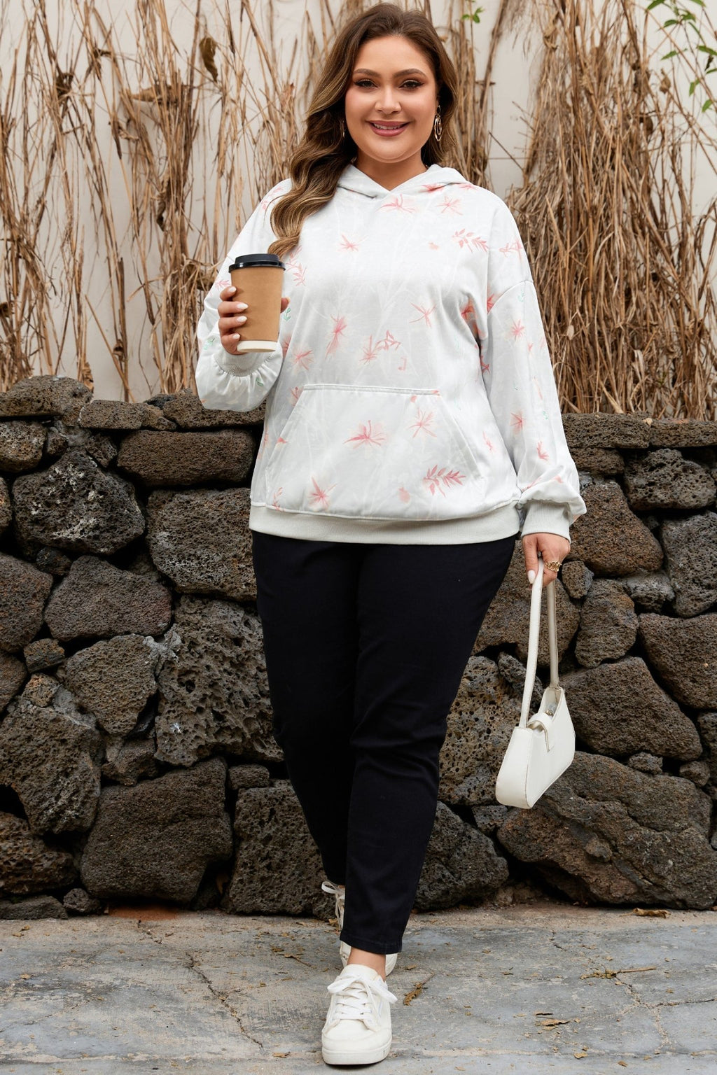 Plus Size Floral Long Sleeve Hoodie - Rooted & Reckless Co.