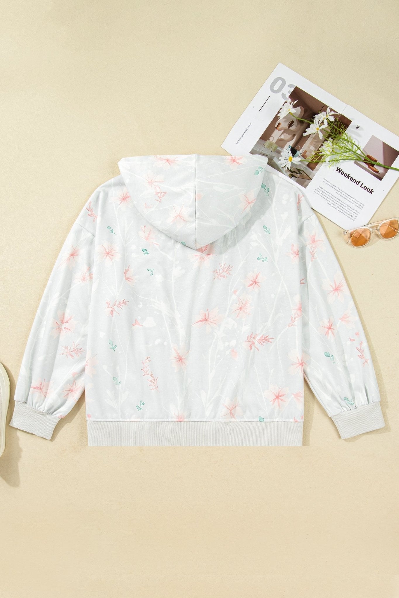 Plus Size Floral Long Sleeve Hoodie - Rooted & Reckless Co.