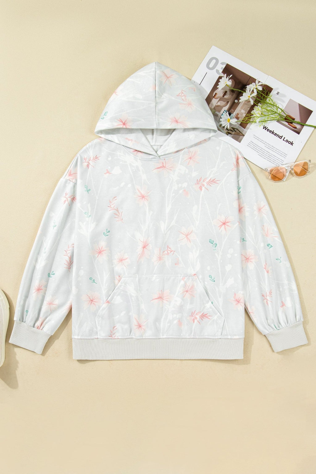 Plus Size Floral Long Sleeve Hoodie - Rooted & Reckless Co.