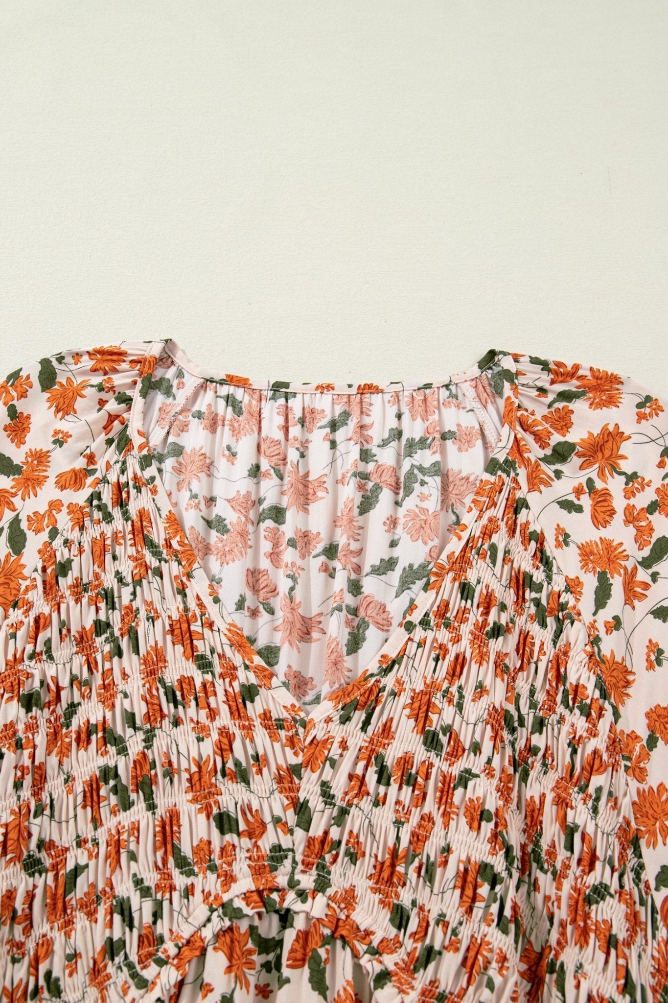 Plus Size Floral Long Sleeve V-Neck Babydoll Dress - Rooted & Reckless Co.