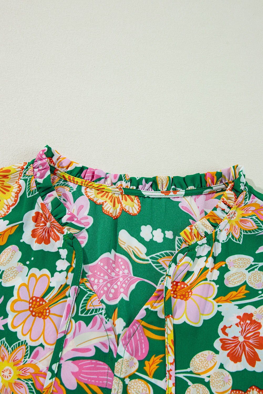 Plus Size Floral Long Sleeve V-Neck Babydoll Top - Rooted & Reckless Co.