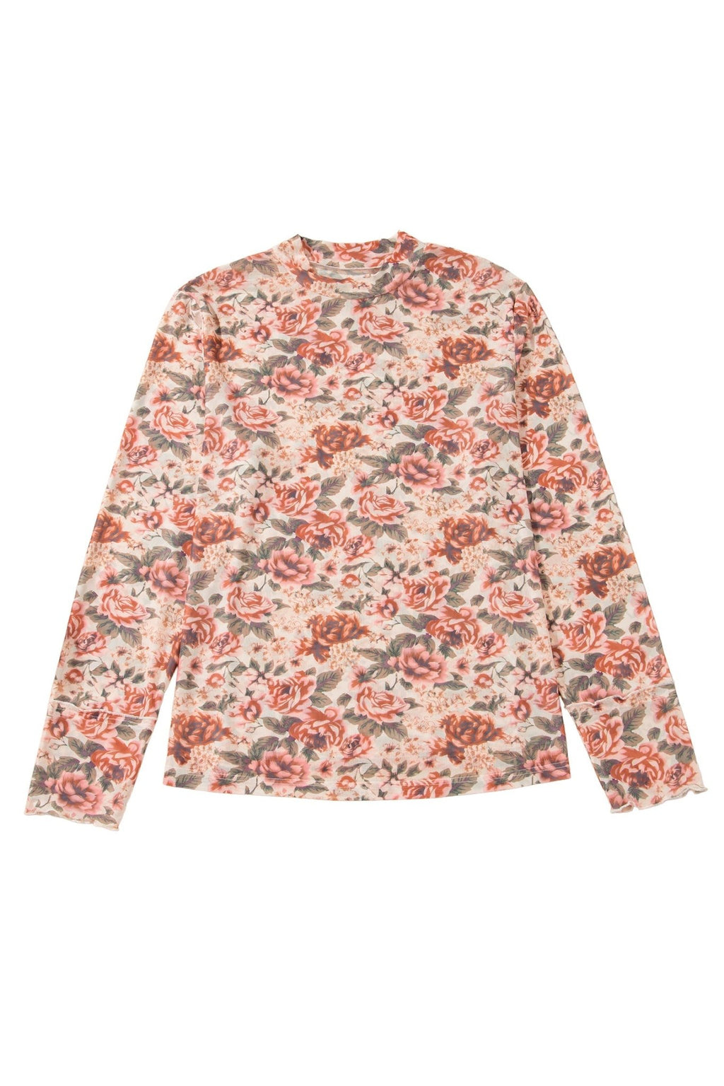 Plus Size Floral Mesh Mock Neck Top - Rooted & Reckless Co.