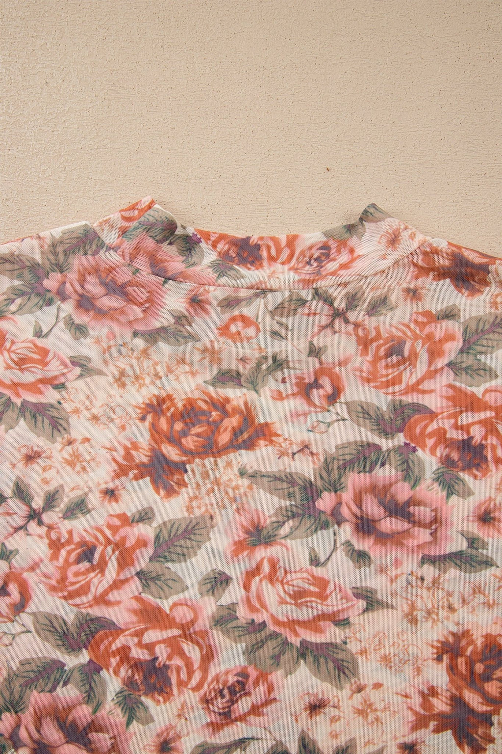 Plus Size Floral Mesh Mock Neck Top - Rooted & Reckless Co.