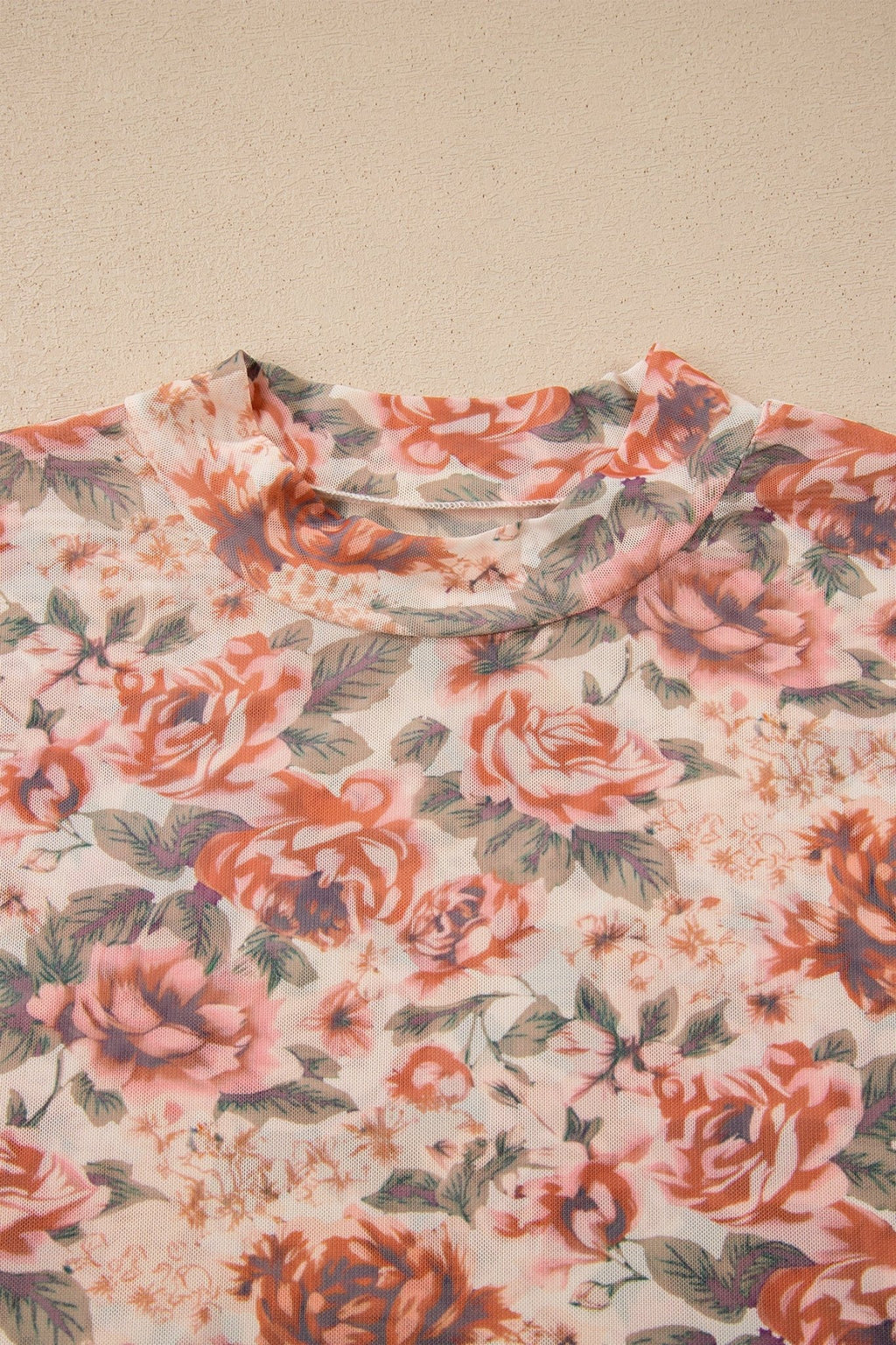 Plus Size Floral Mesh Mock Neck Top - Rooted & Reckless Co.