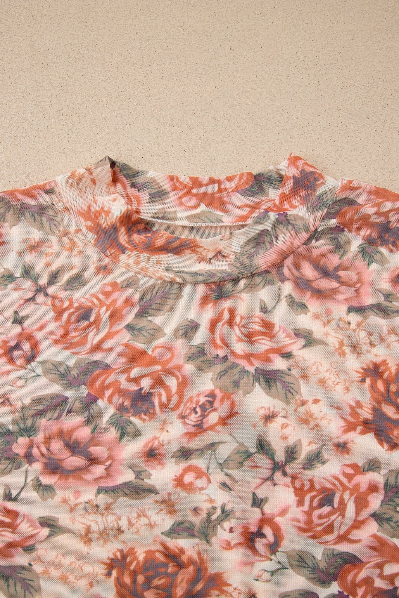 Plus Size Floral Mesh Mock Neck Top - Rooted & Reckless Co.