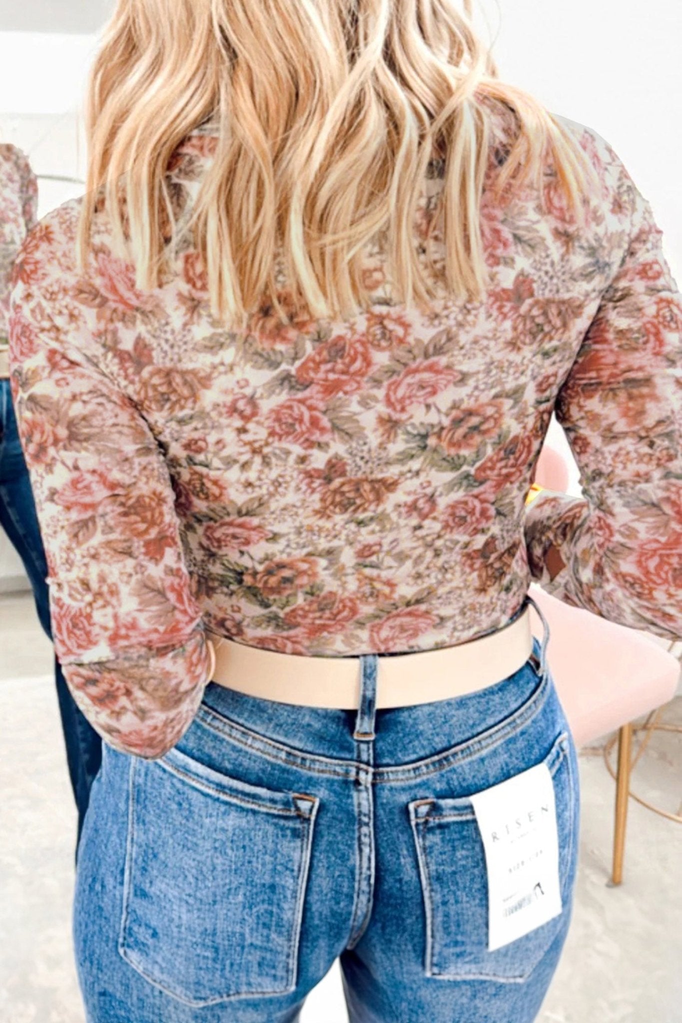 Plus Size Floral Mesh Mock Neck Top - Rooted & Reckless Co.