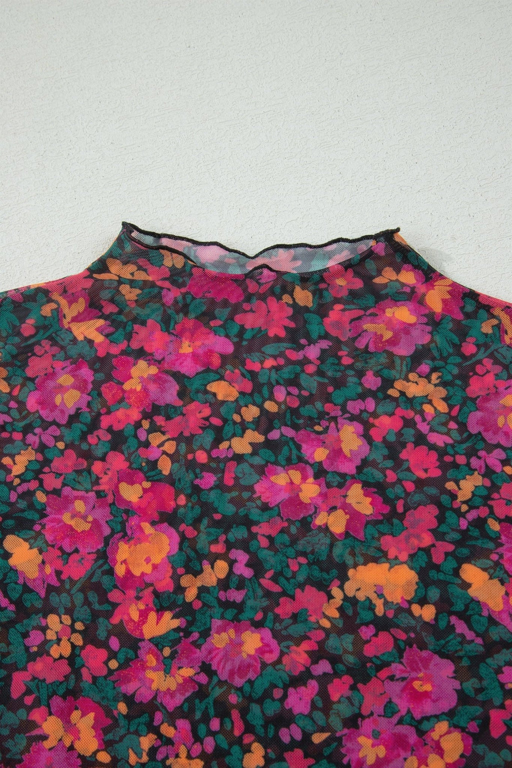 Plus Size Floral Mesh Short Sleeve Top - Rooted & Reckless Co.